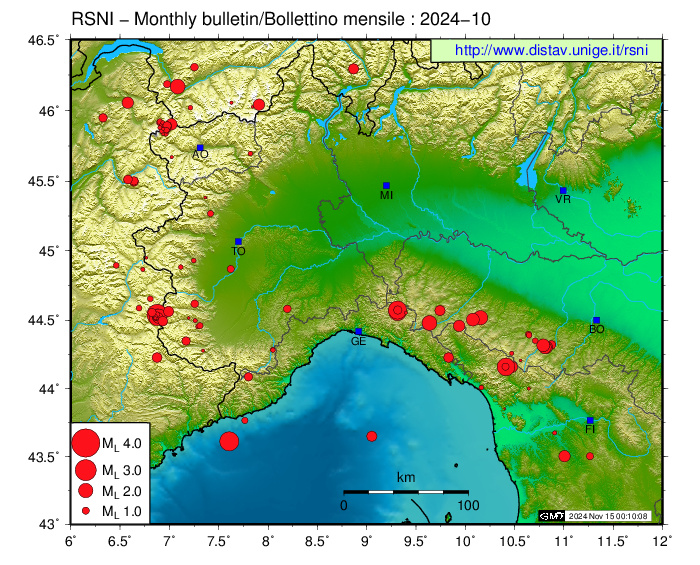 Sismicità mensile