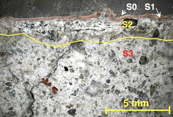 stratificazione di una malta antica (microscopio digitale, 20x)